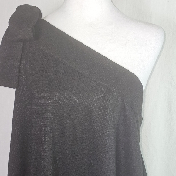 Free People Avery One Shoulder Black Mini Dress Sz M Ruffle Hem,Pockets - Picture 3 of 14